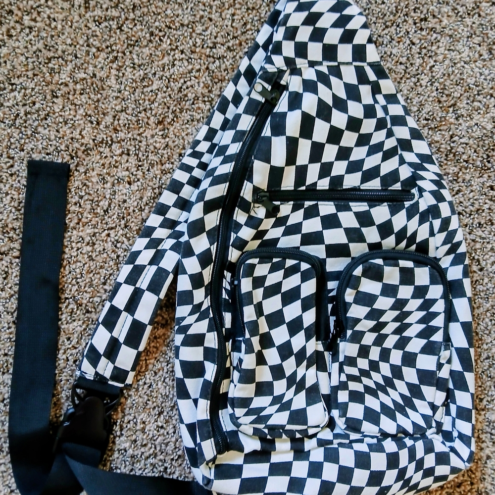 Chic Black and White Checkered Women's Backpack